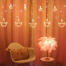 12 Diya Curtain String Lights, Window Curtain Lights (White Color)