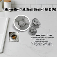 Stainless Steel Sink Drain Strainer Set (3 Pc)