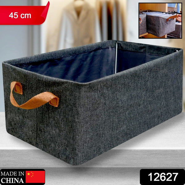 Foldable Storage Box Handles Cotton Linen Organizer for Nursery  45 cm